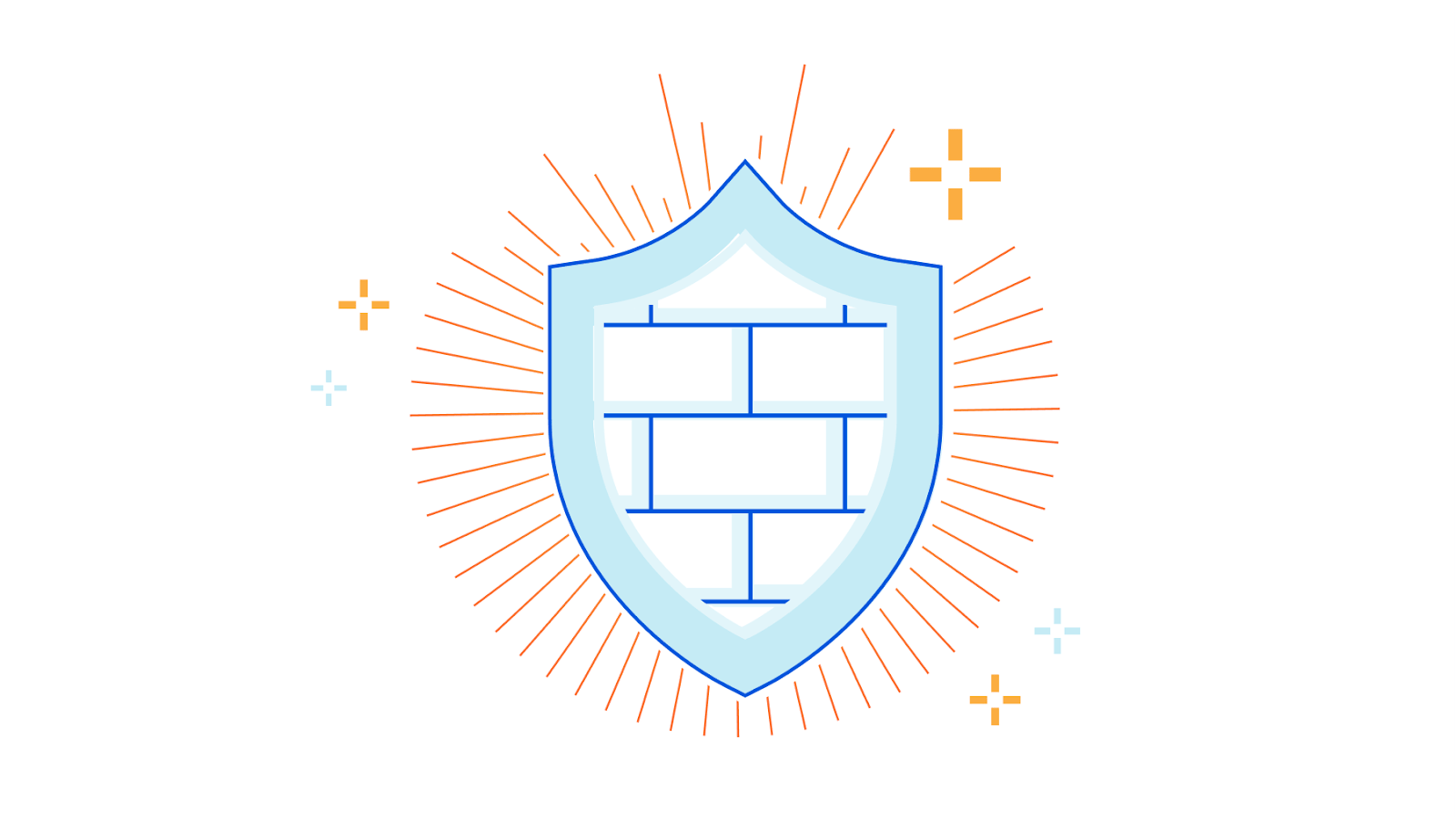 DNS Firewall illustration of a shield with a brick wall design on it